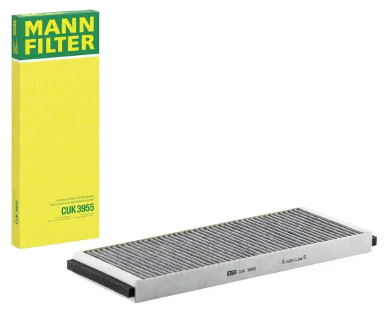 Filter, Innenraumluft Motorraum Beifahrerseite, unter der Wasserkastenabdeckung MANN-FILTER CUK 3955 Bild Filter, Innenraumluft Motorraum Beifahrerseite, unter der Wasserkastenabdeckung MANN-FILTER CUK 3955