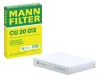 Filter, Innenraumluft hinter dem Handschuhfach MANN-FILTER CU 20 013 Bild Filter, Innenraumluft hinter dem Handschuhfach MANN-FILTER CU 20 013