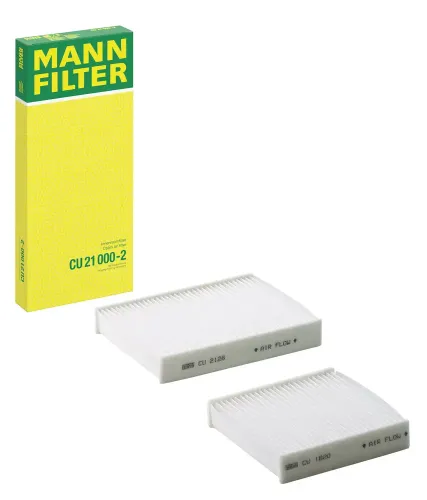 Filter, Innenraumluft Motorraum Beifahrerseite, unter der Wasserkastenabdeckung MANN-FILTER CU 21 000-2 Bild Filter, Innenraumluft Motorraum Beifahrerseite, unter der Wasserkastenabdeckung MANN-FILTER CU 21 000-2