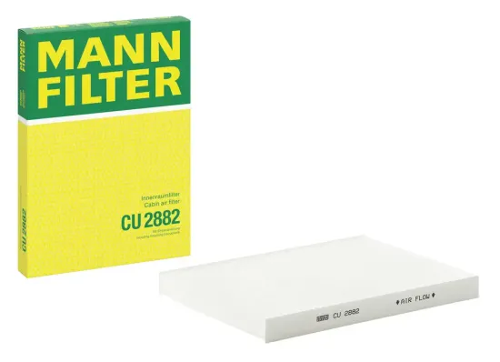 Filter, Innenraumluft Motorraum Beifahrerseite, unter der Wasserkastenabdeckung MANN-FILTER CU 2882 Bild Filter, Innenraumluft Motorraum Beifahrerseite, unter der Wasserkastenabdeckung MANN-FILTER CU 2882