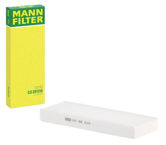 Filter, Innenraumluft Motorraum Beifahrerseite, unter der Wasserkastenabdeckung MANN-FILTER CU 28 010 Bild Filter, Innenraumluft Motorraum Beifahrerseite, unter der Wasserkastenabdeckung MANN-FILTER CU 28 010