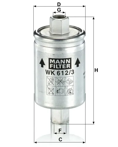 Kraftstofffilter MANN-FILTER WK 612/3 Bild Kraftstofffilter MANN-FILTER WK 612/3