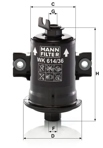 Kraftstofffilter MANN-FILTER WK 614/36 x Bild Kraftstofffilter MANN-FILTER WK 614/36 x