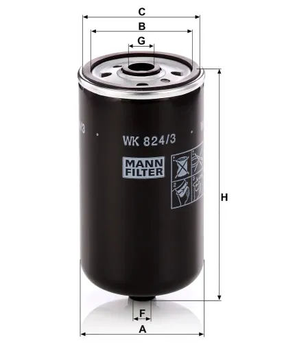 Kraftstofffilter MANN-FILTER WK 824/3 Bild Kraftstofffilter MANN-FILTER WK 824/3