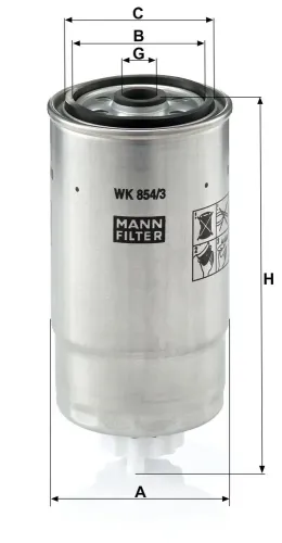 Kraftstofffilter MANN-FILTER WK 854/3 Bild Kraftstofffilter MANN-FILTER WK 854/3