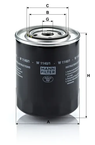 Ölfilter MANN-FILTER W 1140/1 Bild Ölfilter MANN-FILTER W 1140/1