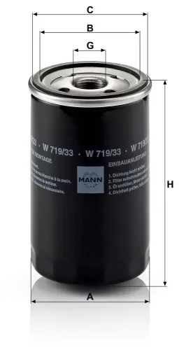 Ölfilter MANN-FILTER W 719/33 Bild Ölfilter MANN-FILTER W 719/33