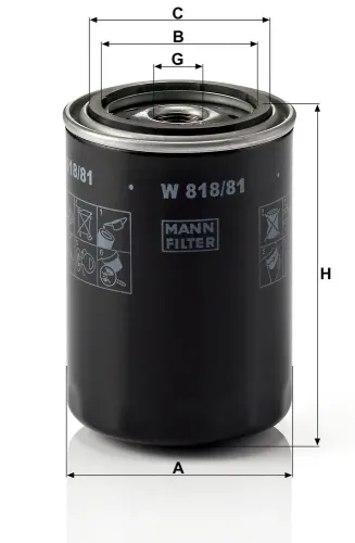 Ölfilter MANN-FILTER W 818/81 Bild Ölfilter MANN-FILTER W 818/81
