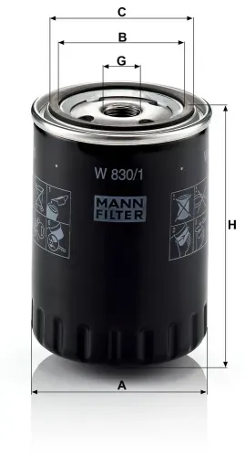 Ölfilter MANN-FILTER W 830/1 Bild Ölfilter MANN-FILTER W 830/1