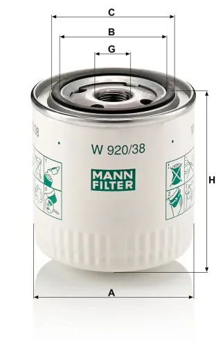 Ölfilter MANN-FILTER W 920/38 Bild Ölfilter MANN-FILTER W 920/38
