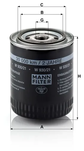 Ölfilter MANN-FILTER W 930/21 Bild Ölfilter MANN-FILTER W 930/21