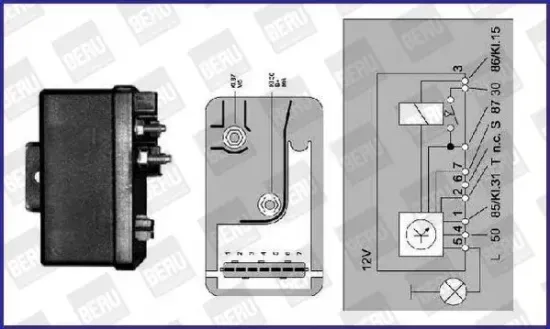 Relais, Glühanlage 12 V BorgWarner (BERU) GR054 Bild Relais, Glühanlage 12 V BorgWarner (BERU) GR054