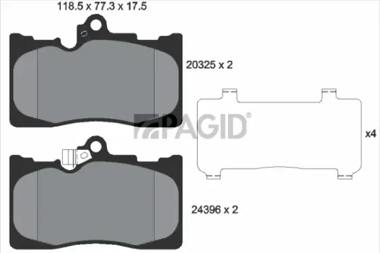 Bremsbelagsatz, Scheibenbremse Vorderachse PAGID T1529N Bild Bremsbelagsatz, Scheibenbremse Vorderachse PAGID T1529N