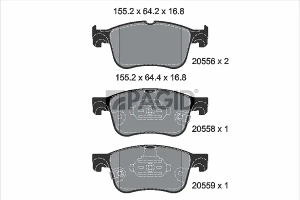 Bremsbelagsatz, Scheibenbremse Vorderachse PAGID T2831N