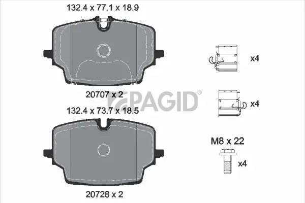 Bremsbelagsatz, Scheibenbremse Vorderachse PAGID T4305N
