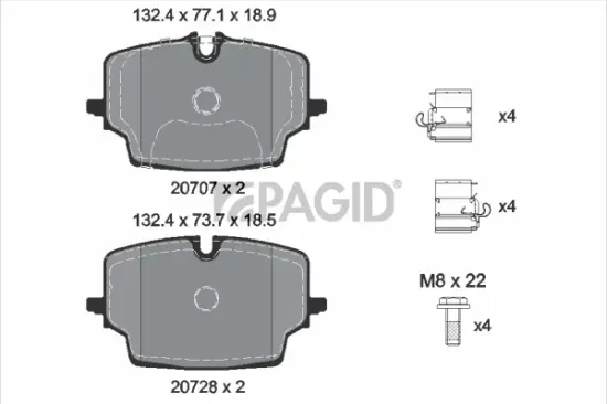 Bremsbelagsatz, Scheibenbremse Vorderachse PAGID T4305N Bild Bremsbelagsatz, Scheibenbremse Vorderachse PAGID T4305N