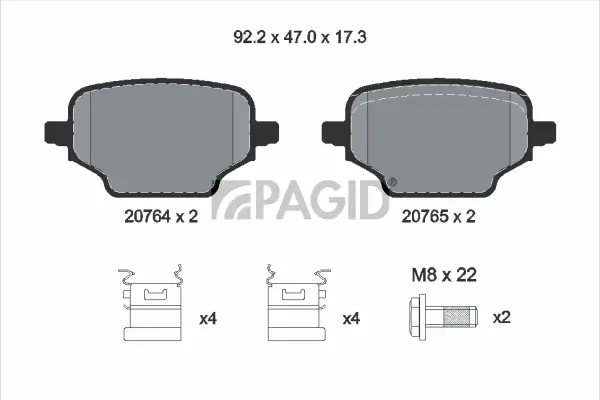 Bremsbelagsatz, Scheibenbremse Hinterachse PAGID T3166N