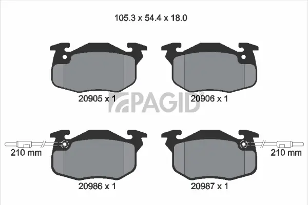 Bremsbelagsatz, Scheibenbremse Vorderachse PAGID T6088N