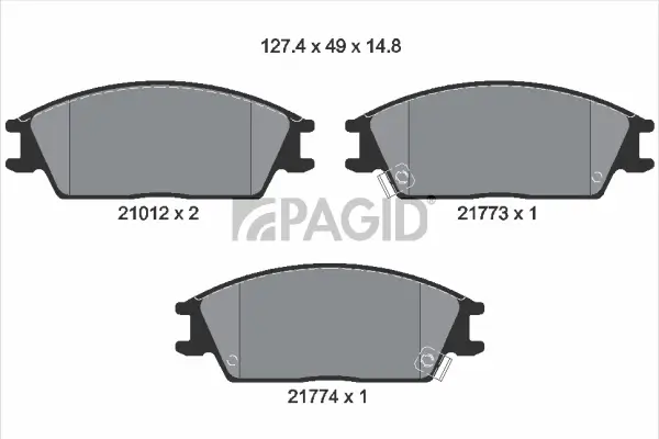 Bremsbelagsatz, Scheibenbremse Vorderachse PAGID T0366N