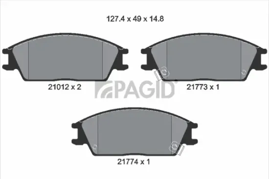 Bremsbelagsatz, Scheibenbremse Vorderachse PAGID T0366N Bild Bremsbelagsatz, Scheibenbremse Vorderachse PAGID T0366N