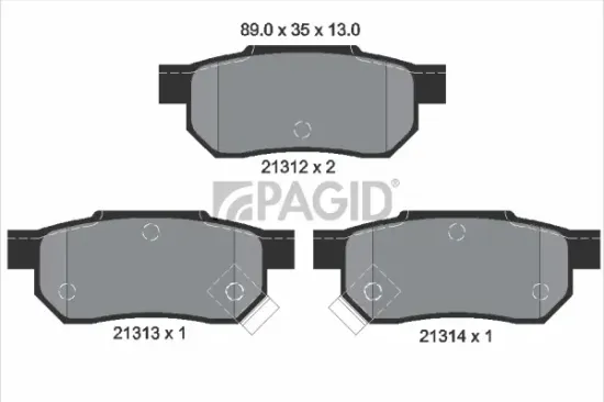 Bremsbelagsatz, Scheibenbremse Hinterachse PAGID T0034N Bild Bremsbelagsatz, Scheibenbremse Hinterachse PAGID T0034N