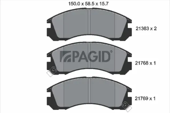 Bremsbelagsatz, Scheibenbremse Vorderachse PAGID T3025N Bild Bremsbelagsatz, Scheibenbremse Vorderachse PAGID T3025N