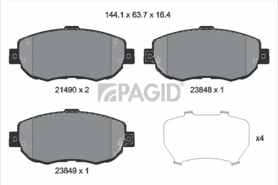 Bremsbelagsatz, Scheibenbremse Vorderachse PAGID T1323N Bild Bremsbelagsatz, Scheibenbremse Vorderachse PAGID T1323N
