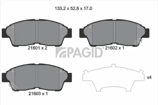 Bremsbelagsatz, Scheibenbremse Vorderachse PAGID T3013N Bild Bremsbelagsatz, Scheibenbremse Vorderachse PAGID T3013N