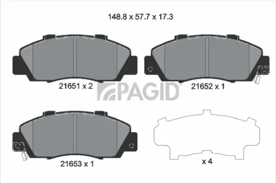 Bremsbelagsatz, Scheibenbremse Vorderachse PAGID T3016N Bild Bremsbelagsatz, Scheibenbremse Vorderachse PAGID T3016N