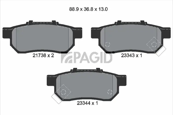 Bremsbelagsatz, Scheibenbremse Hinterachse PAGID T3107N