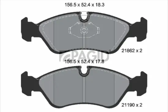 Bremsbelagsatz, Scheibenbremse Vorderachse PAGID T1082N Bild Bremsbelagsatz, Scheibenbremse Vorderachse PAGID T1082N