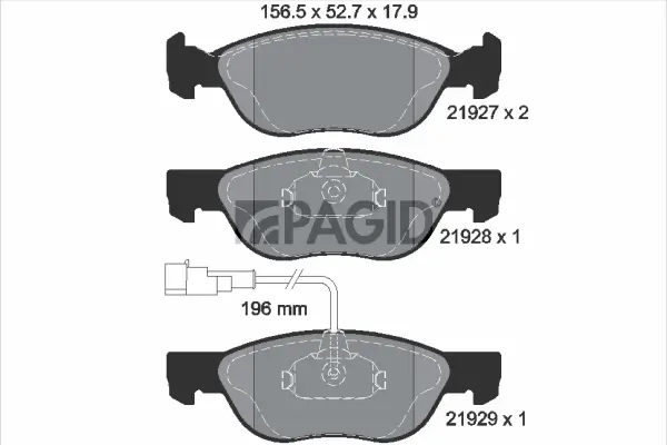 Bremsbelagsatz, Scheibenbremse Vorderachse PAGID T1095N