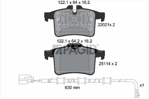 Bremsbelagsatz, Scheibenbremse Hinterachse PAGID T2375N
