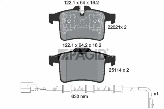 Bremsbelagsatz, Scheibenbremse Hinterachse PAGID T2375N Bild Bremsbelagsatz, Scheibenbremse Hinterachse PAGID T2375N
