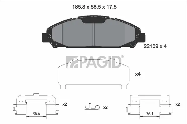 Bremsbelagsatz, Scheibenbremse Vorderachse PAGID T2674N