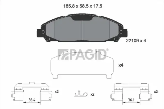 Bremsbelagsatz, Scheibenbremse Vorderachse PAGID T2674N Bild Bremsbelagsatz, Scheibenbremse Vorderachse PAGID T2674N
