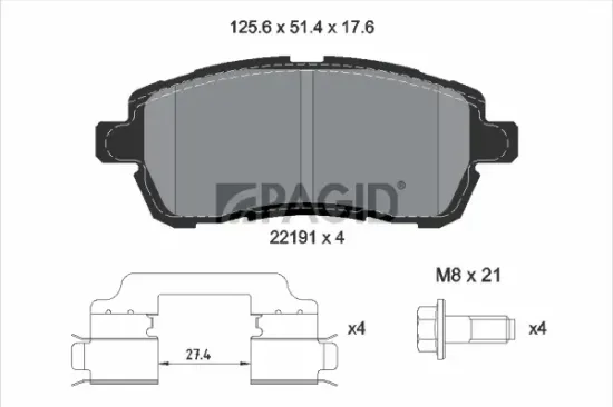 Bremsbelagsatz, Scheibenbremse Vorderachse PAGID T2601N Bild Bremsbelagsatz, Scheibenbremse Vorderachse PAGID T2601N