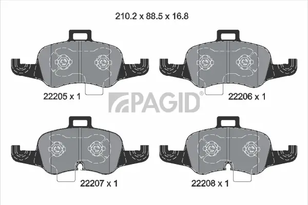 Bremsbelagsatz, Scheibenbremse Vorderachse PAGID T2843N