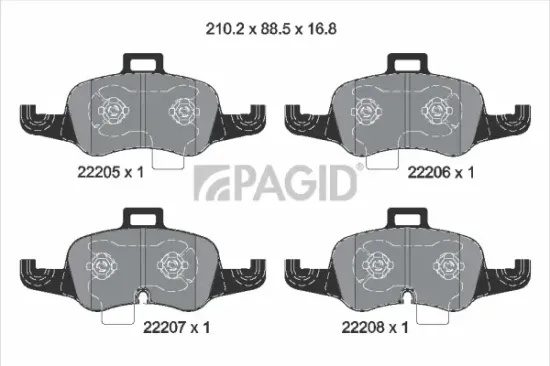 Bremsbelagsatz, Scheibenbremse Vorderachse PAGID T2843N Bild Bremsbelagsatz, Scheibenbremse Vorderachse PAGID T2843N