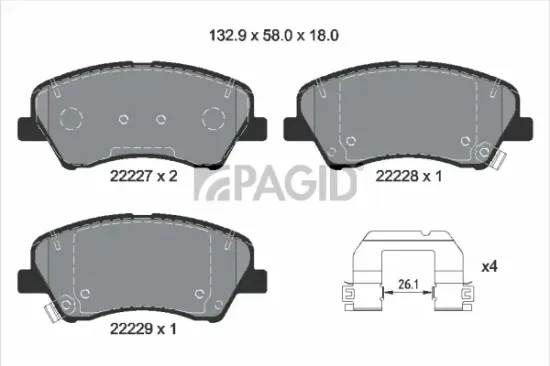 Bremsbelagsatz, Scheibenbremse Vorderachse PAGID T2708N Bild Bremsbelagsatz, Scheibenbremse Vorderachse PAGID T2708N