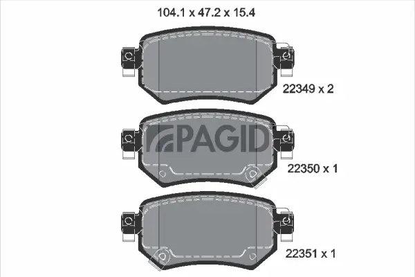 Bremsbelagsatz, Scheibenbremse Hinterachse PAGID T2598N
