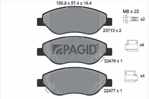 Bremsbelagsatz, Scheibenbremse Vorderachse PAGID T2649N
