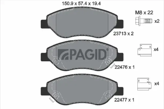Bremsbelagsatz, Scheibenbremse Vorderachse PAGID T2649N Bild Bremsbelagsatz, Scheibenbremse Vorderachse PAGID T2649N