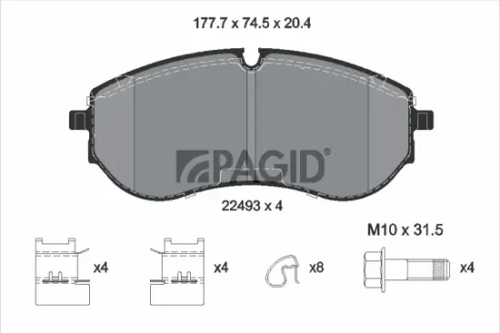 Bremsbelagsatz, Scheibenbremse Vorderachse PAGID T2835N Bild Bremsbelagsatz, Scheibenbremse Vorderachse PAGID T2835N