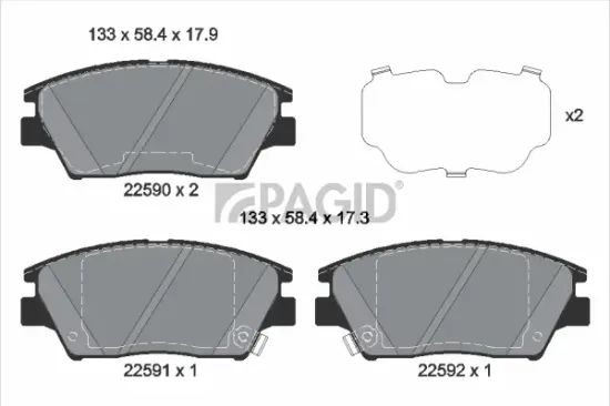 Bremsbelagsatz, Scheibenbremse Vorderachse PAGID T2493N Bild Bremsbelagsatz, Scheibenbremse Vorderachse PAGID T2493N