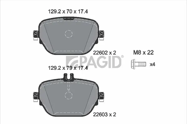 Bremsbelagsatz, Scheibenbremse Hinterachse PAGID T2650N