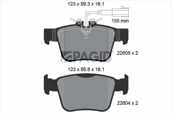 Bremsbelagsatz, Scheibenbremse Hinterachse PAGID T4177N