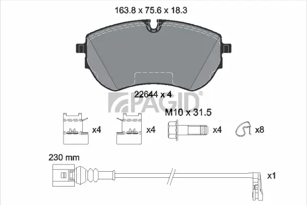 Bremsbelagsatz, Scheibenbremse Vorderachse PAGID T4257N