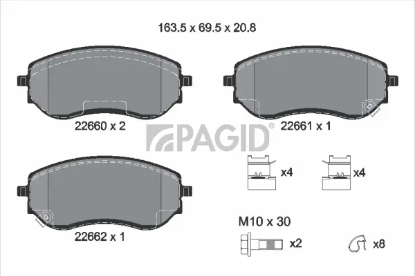 Bremsbelagsatz, Scheibenbremse Vorderachse PAGID T2769N