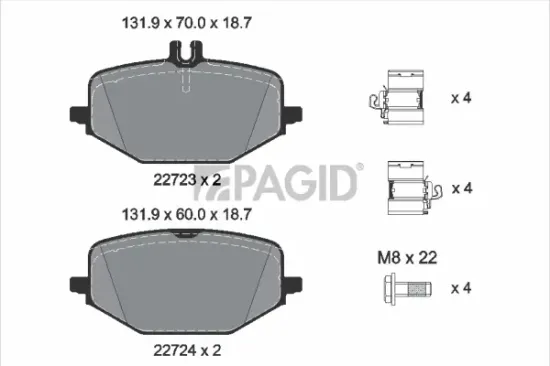 Bremsbelagsatz, Scheibenbremse Hinterachse PAGID T2874N Bild Bremsbelagsatz, Scheibenbremse Hinterachse PAGID T2874N